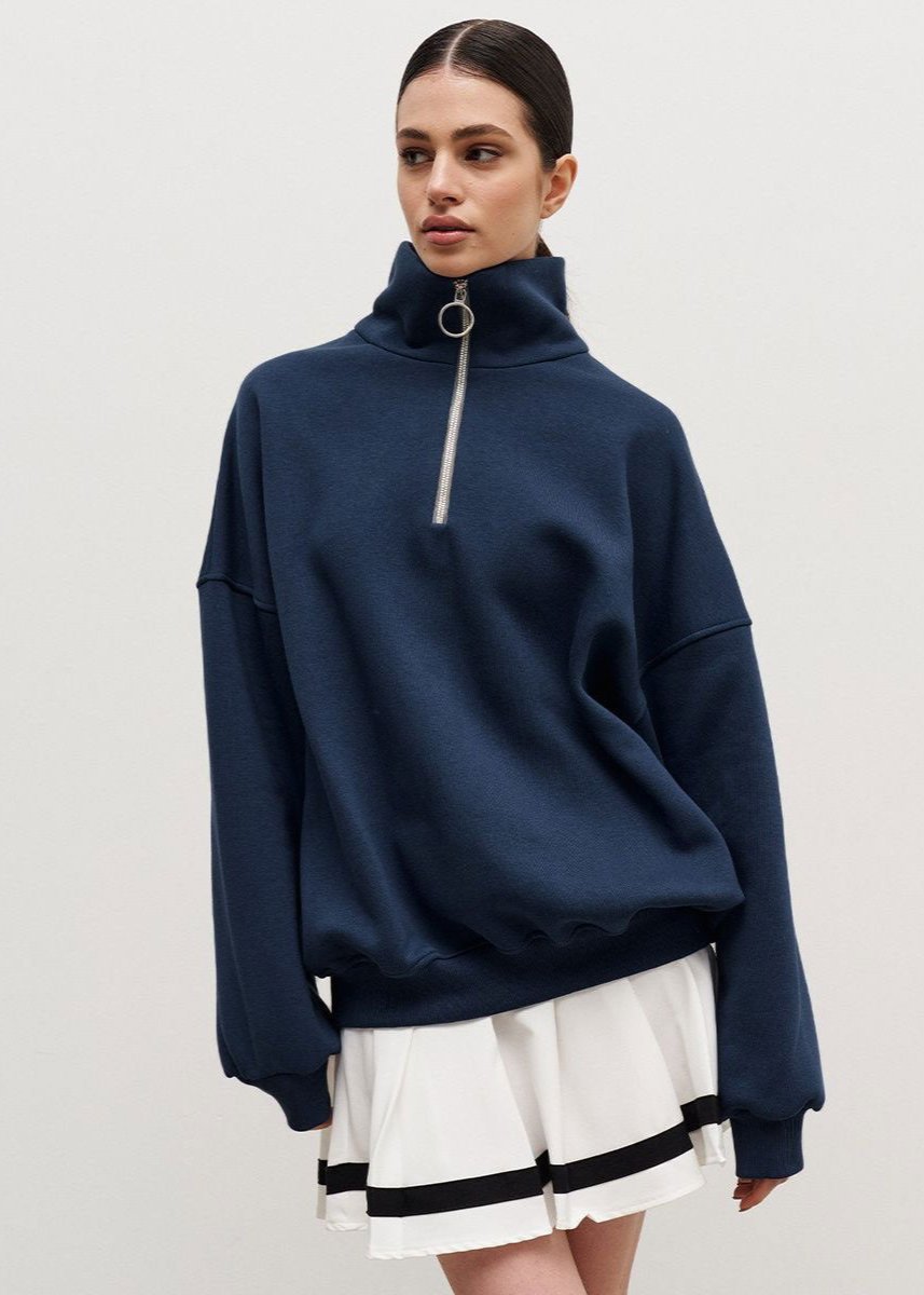 Relaxed Fit Zip-Up Sweater