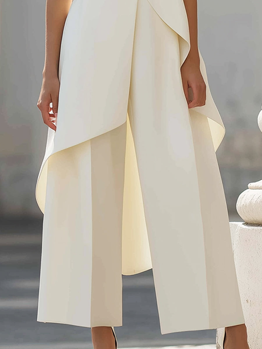 Martina | High-Neck Sculpted Wide-Leg Jumpsuit for Women