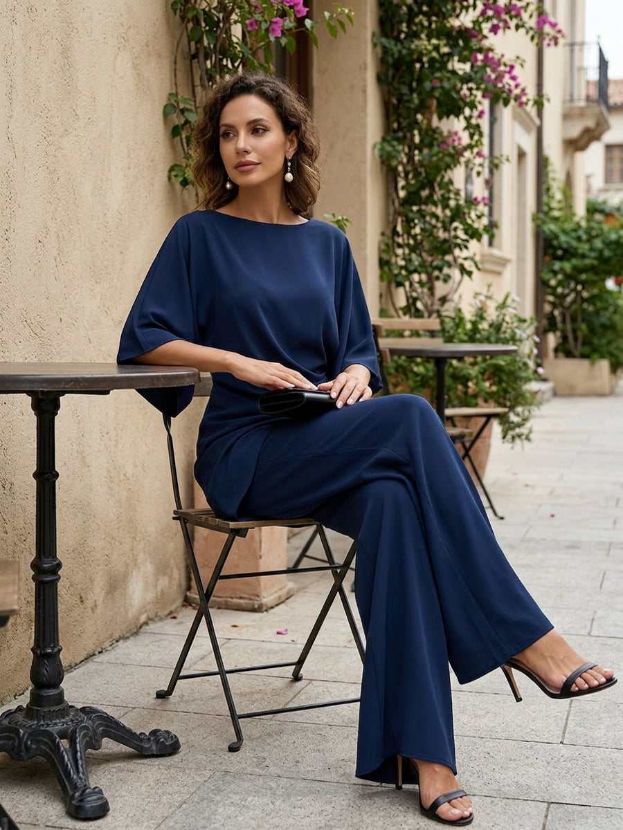 Genevieve | Cape-Sleeve Draped Waist Two-Piece