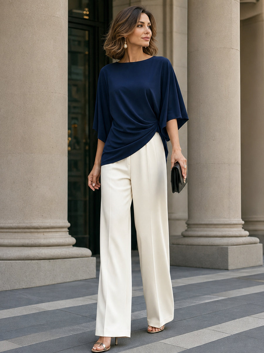 Genevieve | Cape-Sleeve Draped Waist Two-Piece