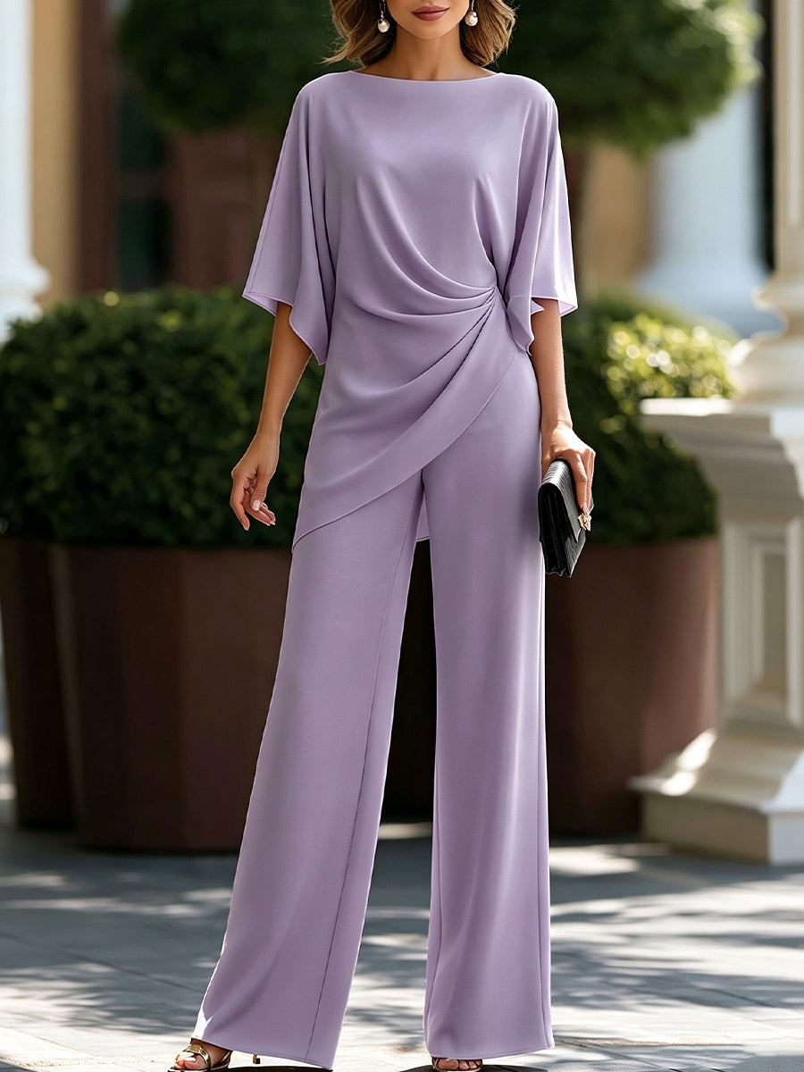 Genevieve | Cape-Sleeve Draped Waist Two-Piece