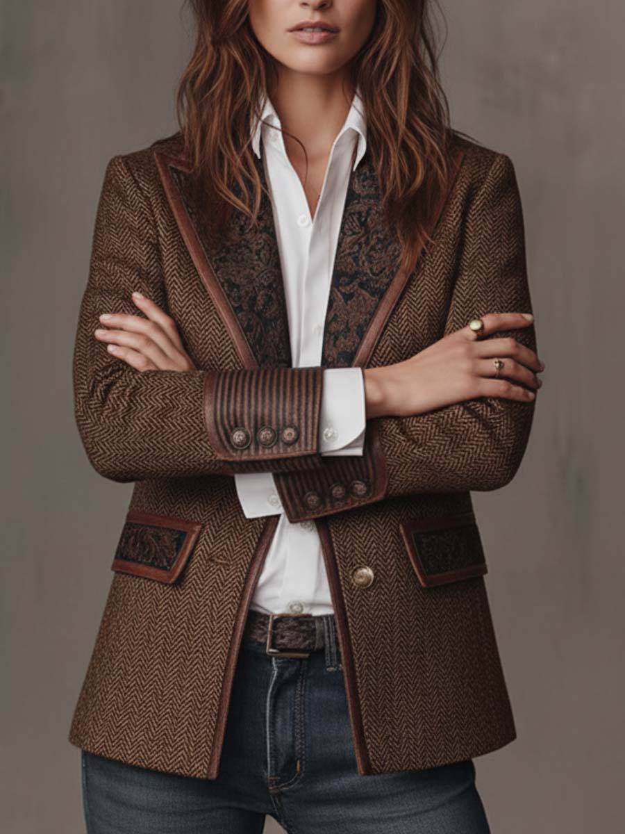 Doris | Herringbone Paisley Lapel Blazer