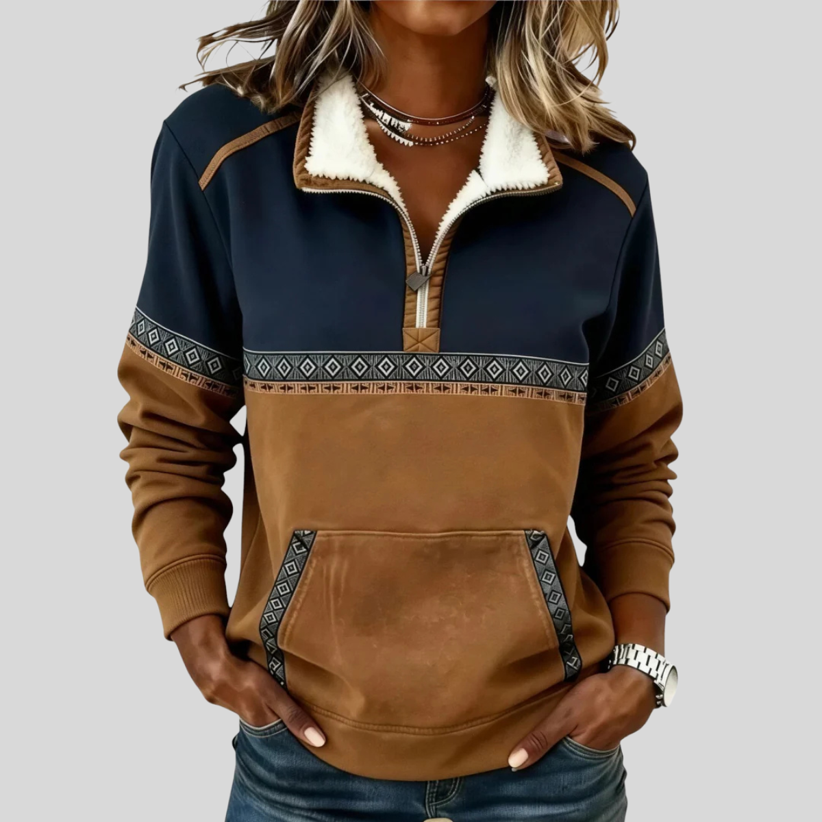 Ainsley | Sherpa Collar Half-Zip Pullover