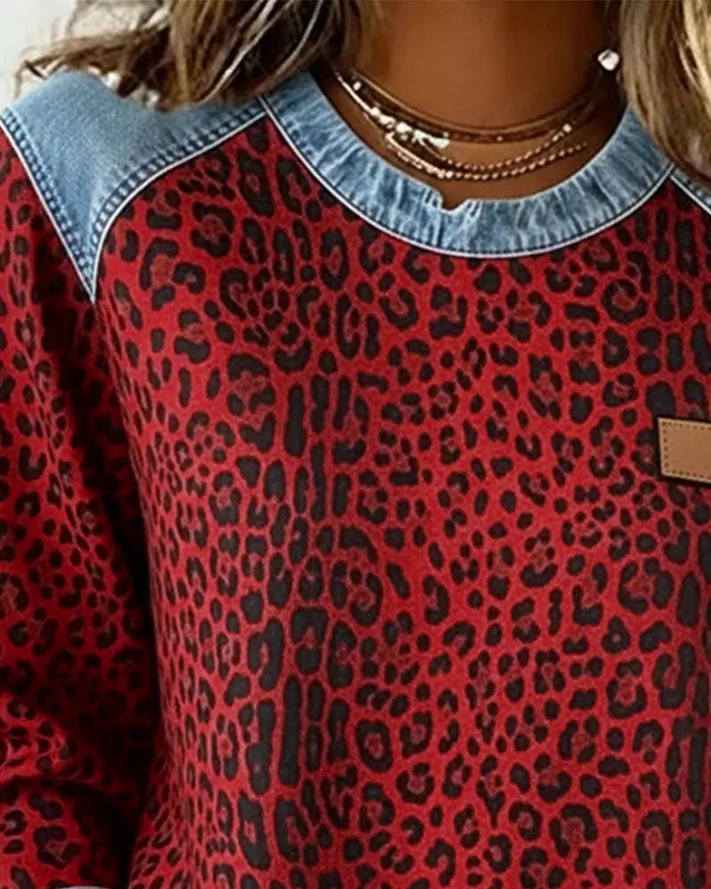 Esmée | Leopard Patchwork Sweater with Flattering Fit and Daily Comfort