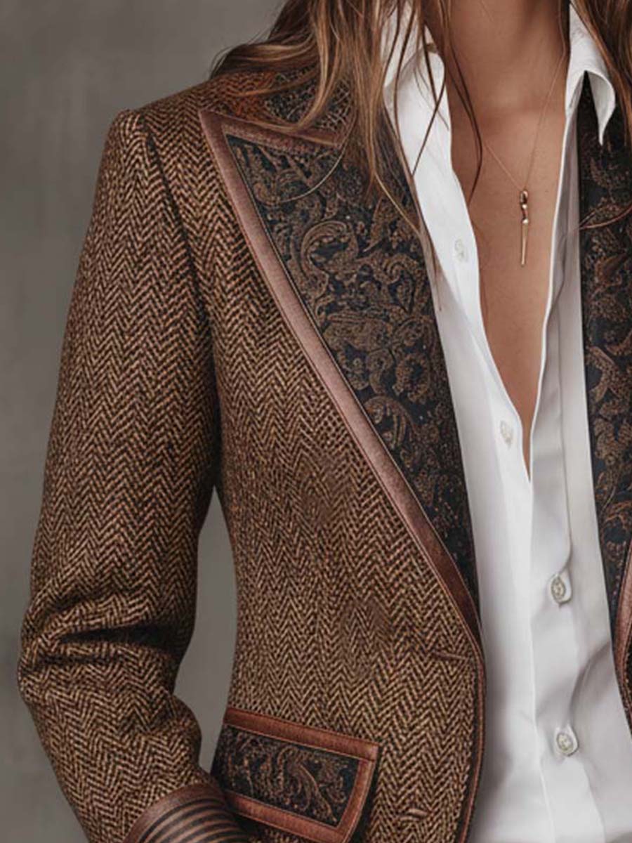 Doris | Herringbone Paisley Lapel Blazer
