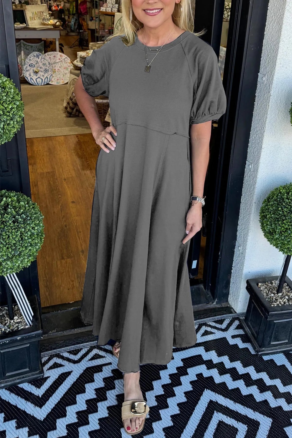 ODETTE | Puff-Sleeve Maxi for Flattering Grace and Comfort
