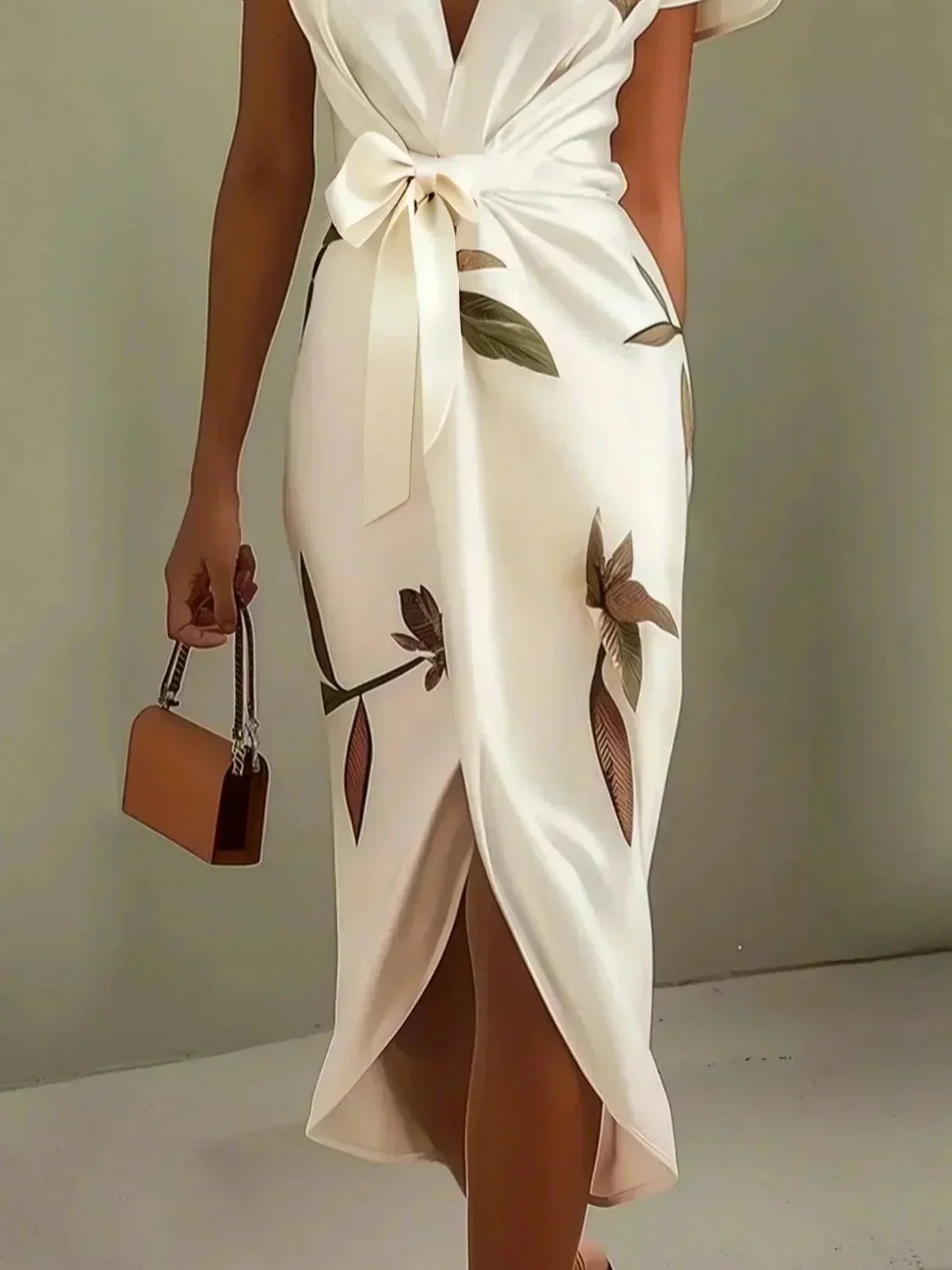 MADISON | Botanical Wrap Midi Dress for Timeless Elegance
