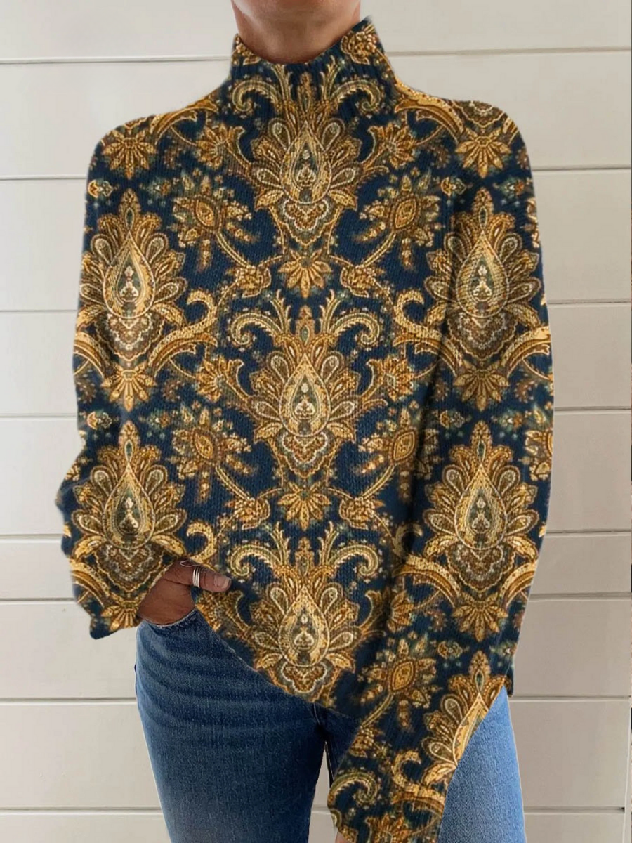 Ana - Vintage Floral Art Turtleneck