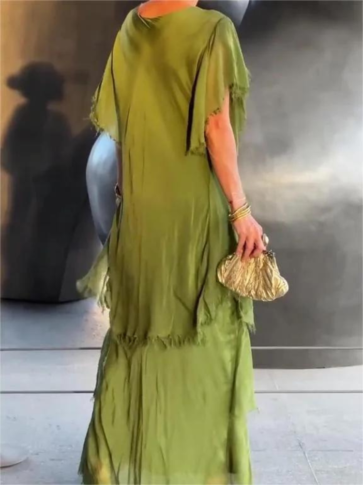 SAVANE | Long Flowing Dress with Elegant V-Neck