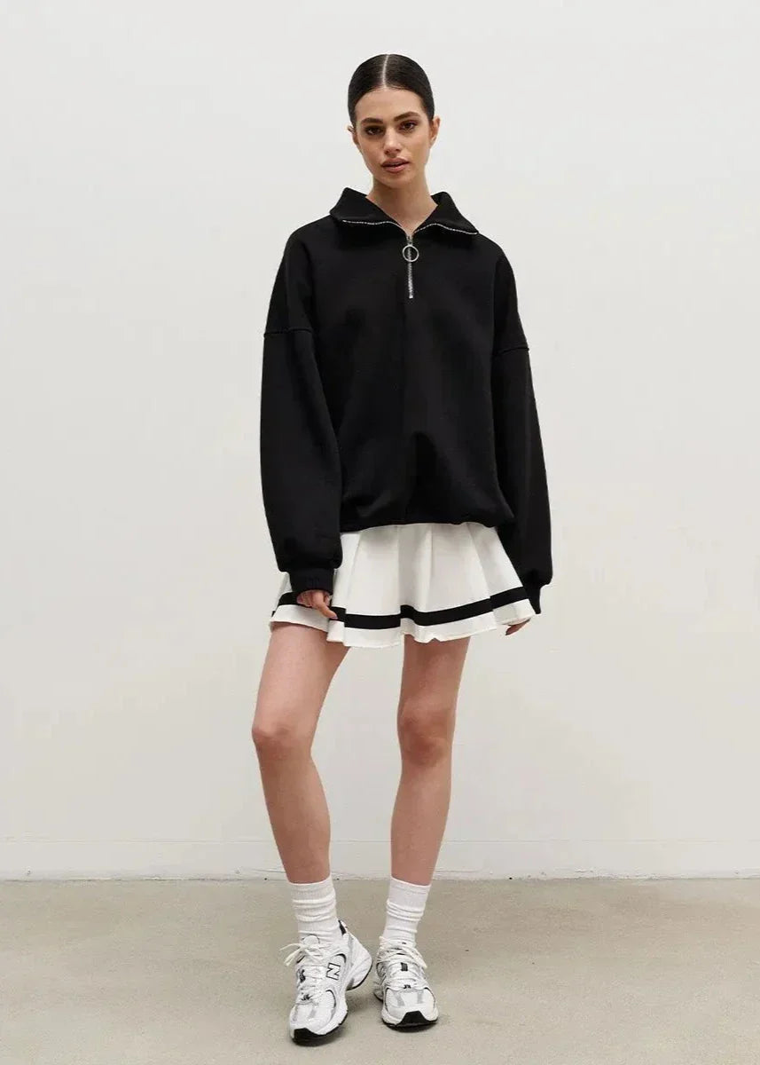 Relaxed Fit Zip-Up Sweater