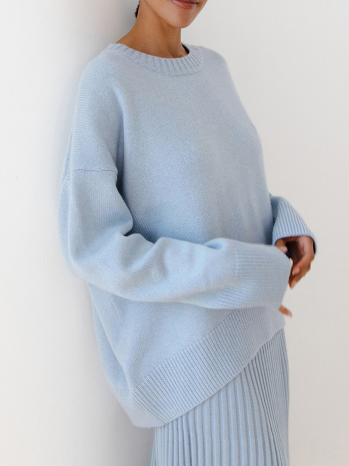 Oversized Crewneck Knit Sweater