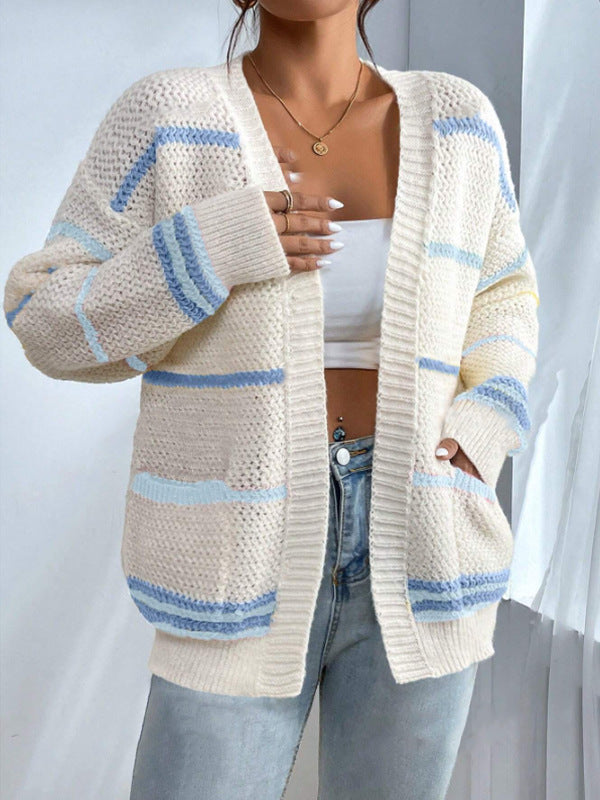 Oversized Knit Cardigan - Cosy Long Sleeve Open Front Sweater