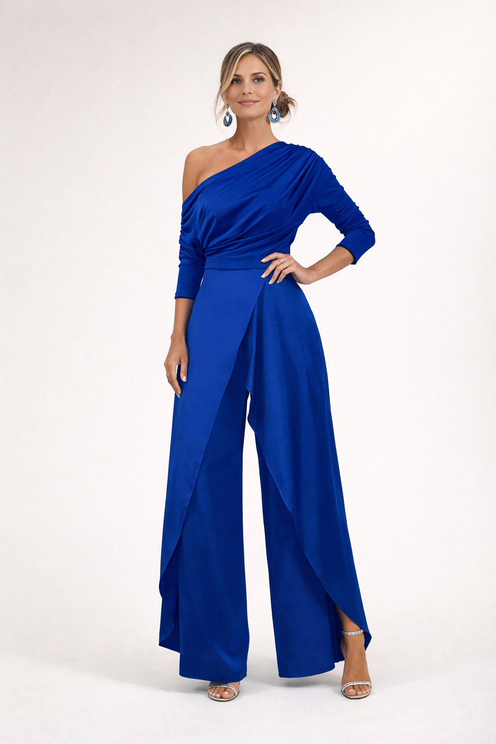 Paula | One-Shoulder Draped Wide-Leg Jumpsuit