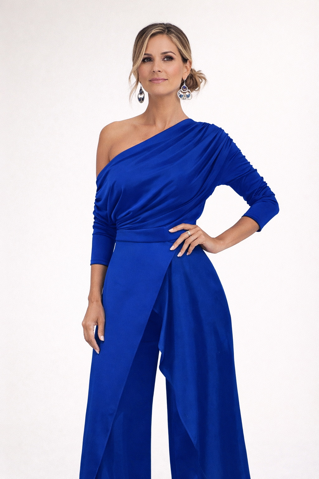 Paula | One-Shoulder Draped Wide-Leg Jumpsuit