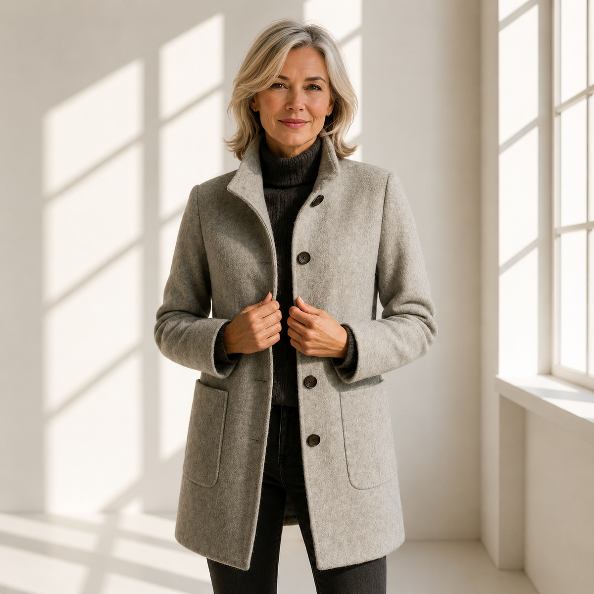 Eleonora | Button-Front Tailored Midi Coat