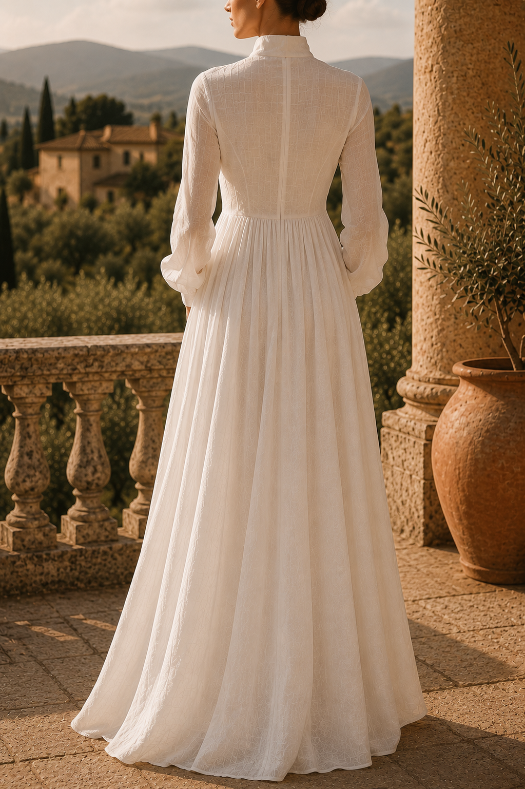 Elegant long dress with deep neckline