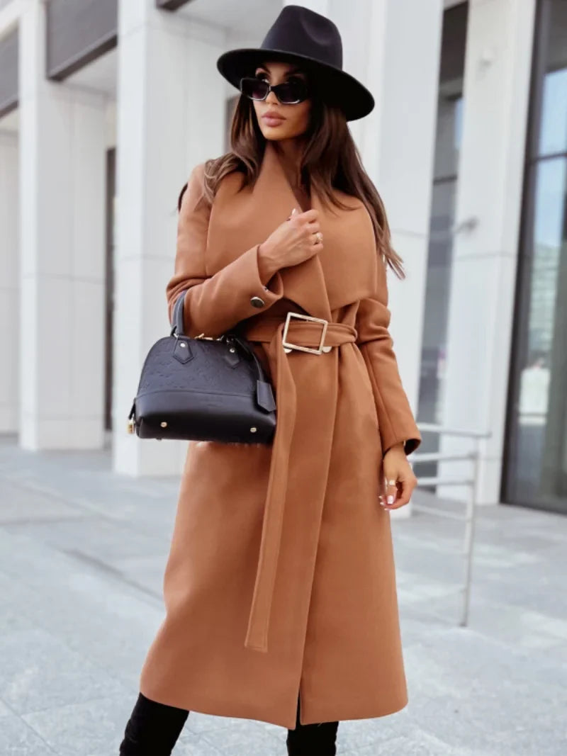 Chic Wool Coat – Belted Wrap Design for Effortless Winter Style