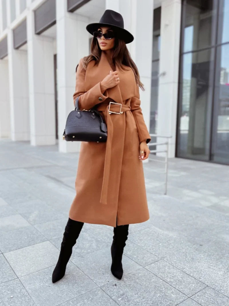 Chic Wool Coat – Belted Wrap Design for Effortless Winter Style