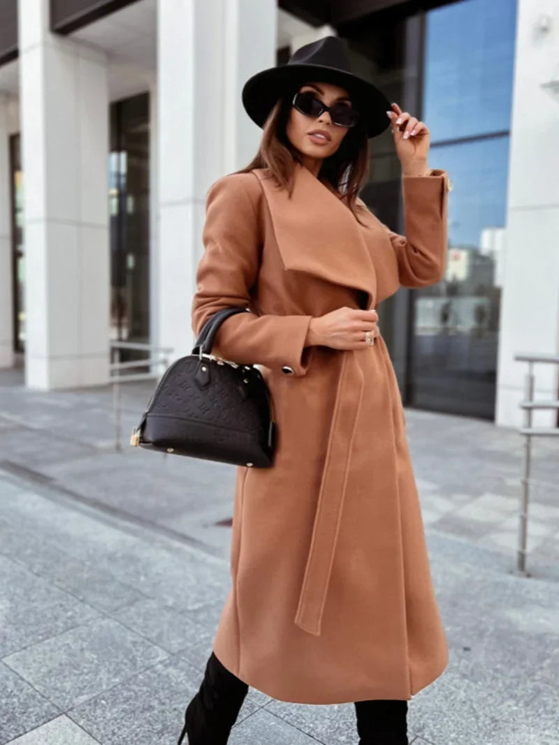Chic Wool Coat – Belted Wrap Design for Effortless Winter Style