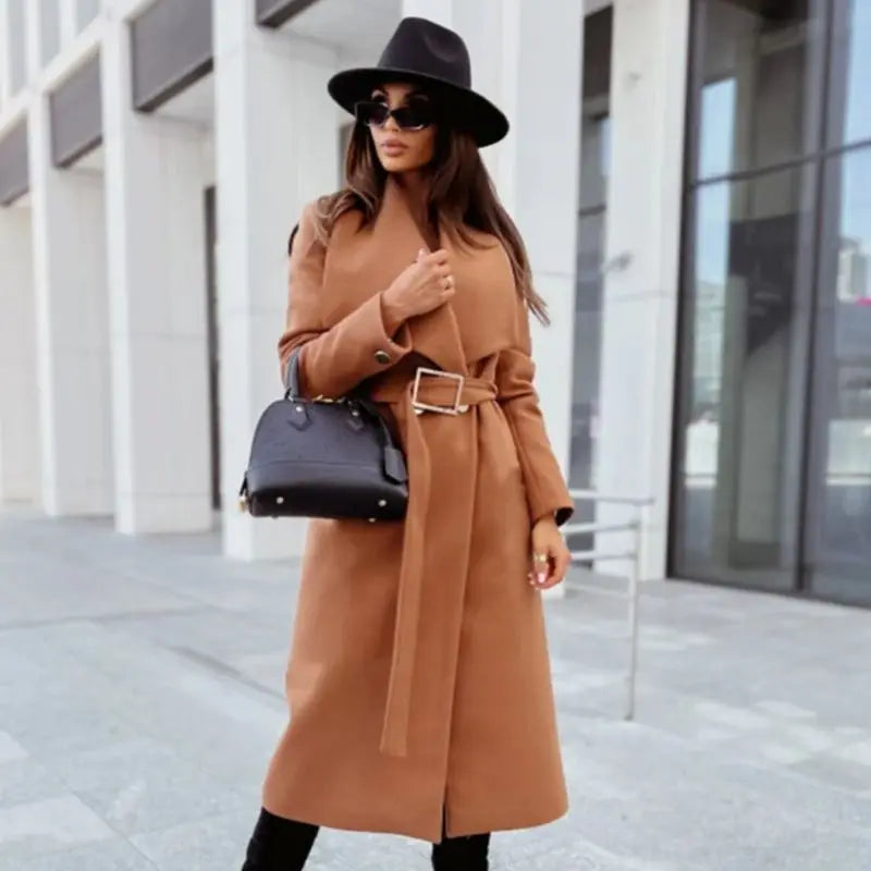 Chic Wool Coat – Belted Wrap Design for Effortless Winter Style