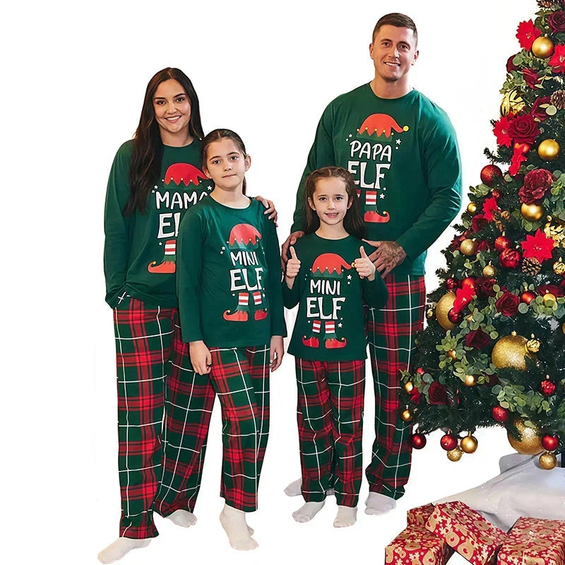 Matching Elf Family Christmas Pajamas Set