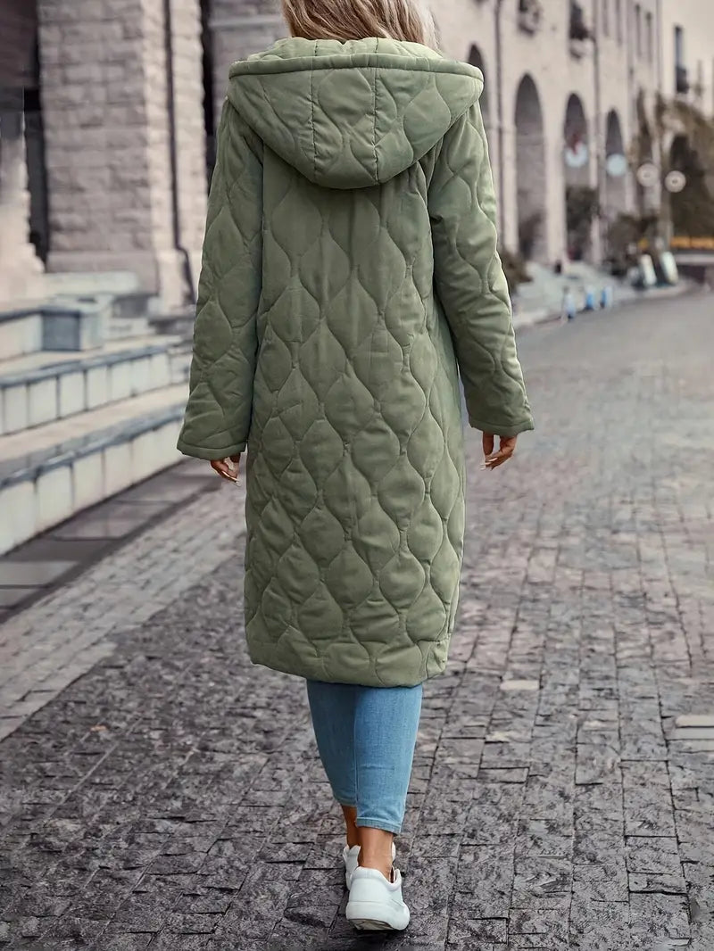 Women's Cotton quilted coat with hood and long sleeves