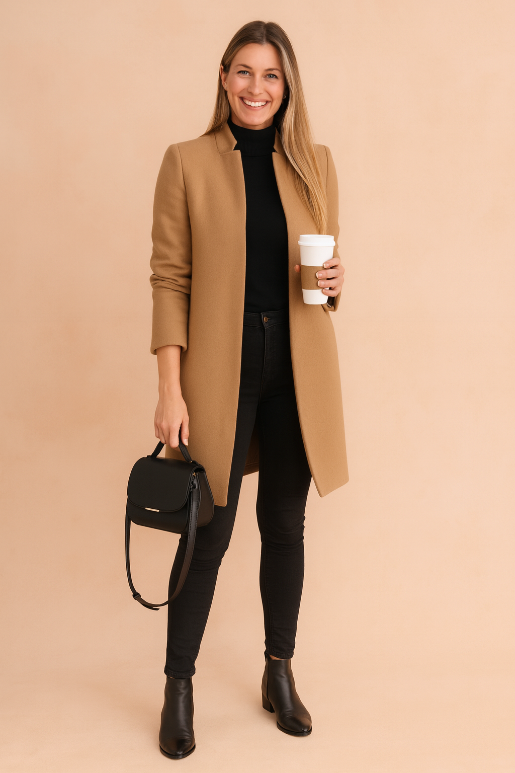 Minimalist Straight-Cut Longline Wool Winter Coat