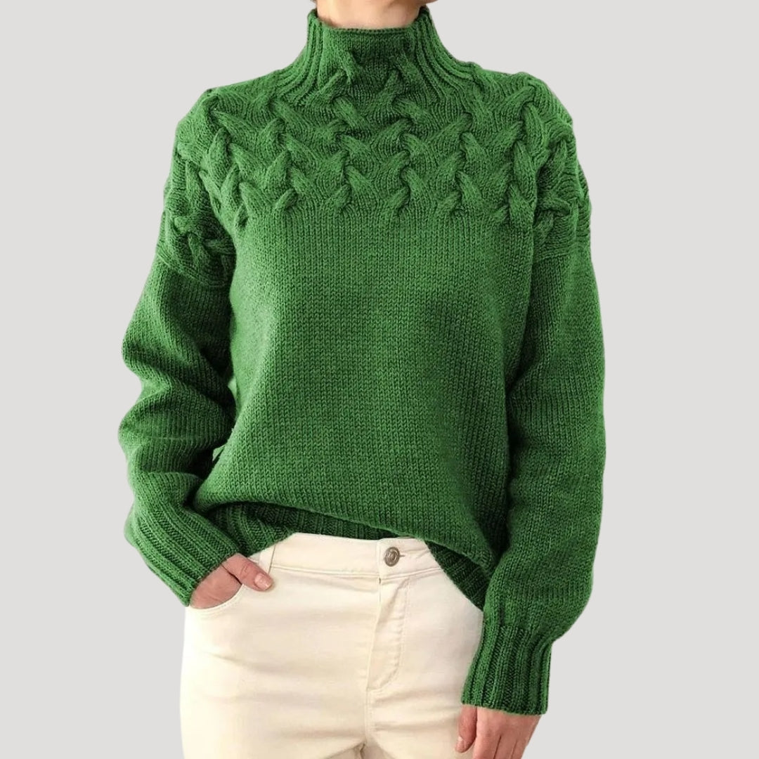 Cable Knit High Neck Sweater for Women — Spring Style