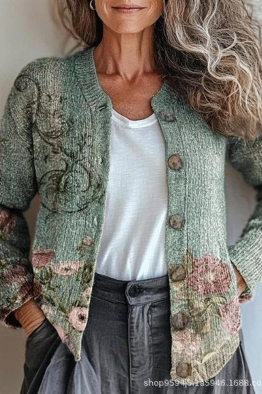 Petronella™ | Floral Patchwork Knit Cardigan