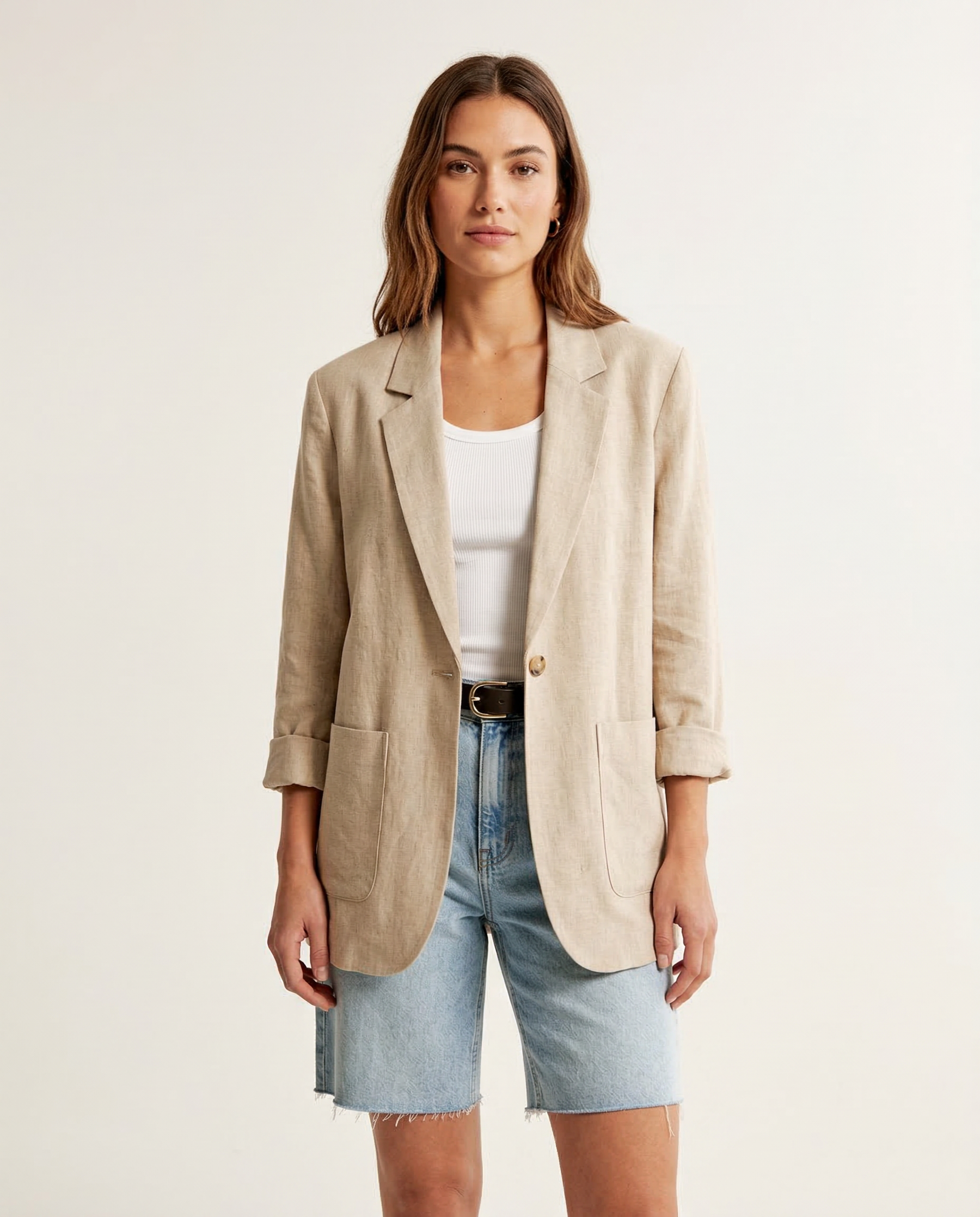 Korean Herringbone Blazer – Casual Loose Fit for Spring & Summer
