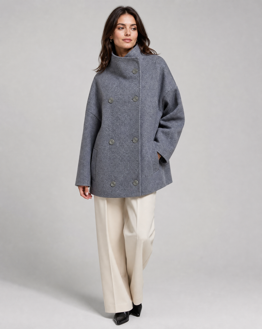 Stand Collar Women's Pea Coat