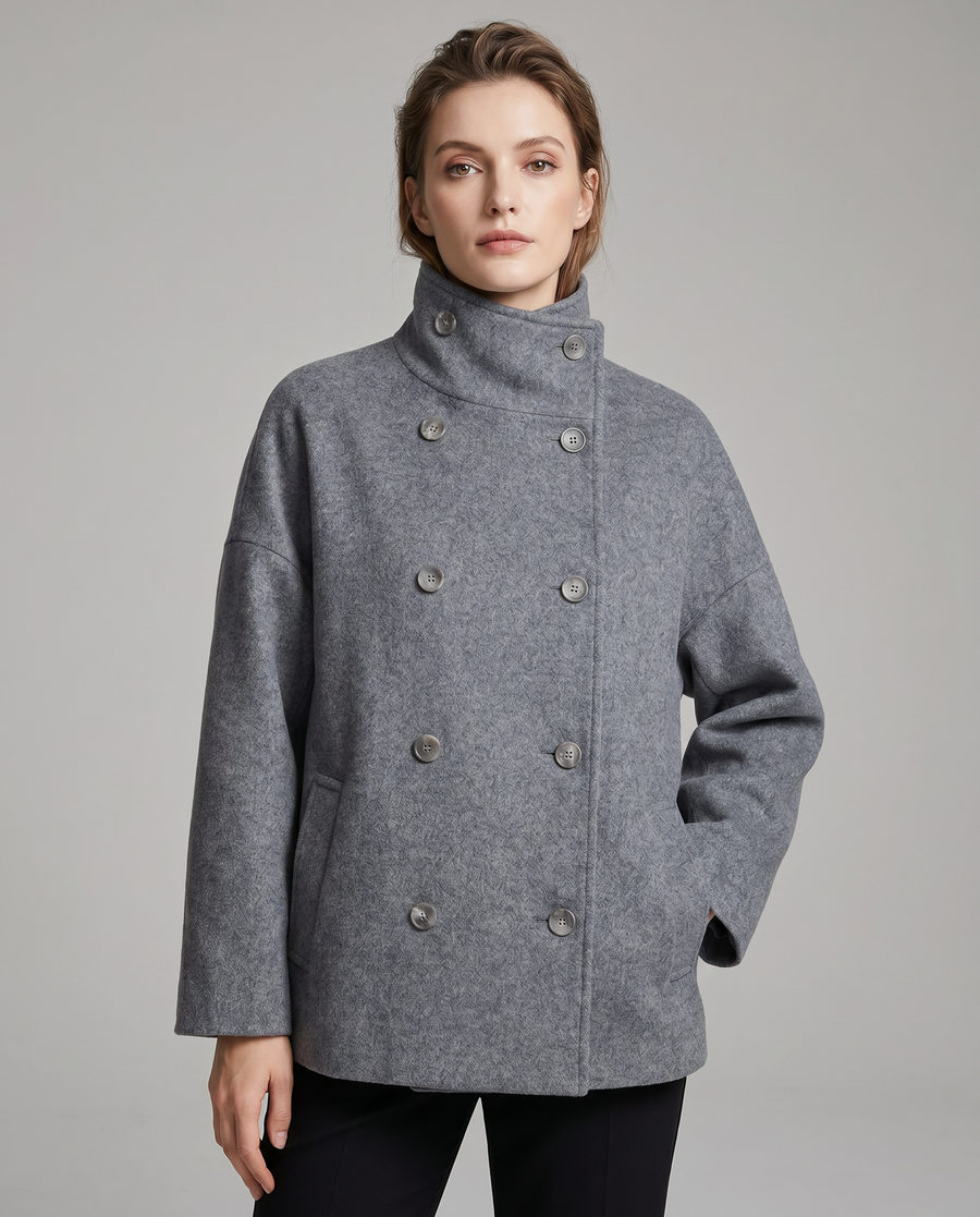 Stand Collar Women's Pea Coat