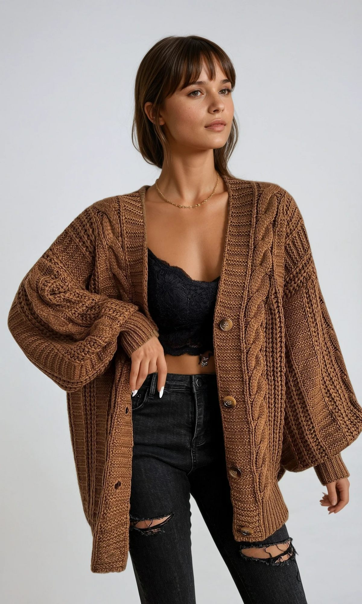 Oversized Cable Knit Cardigan