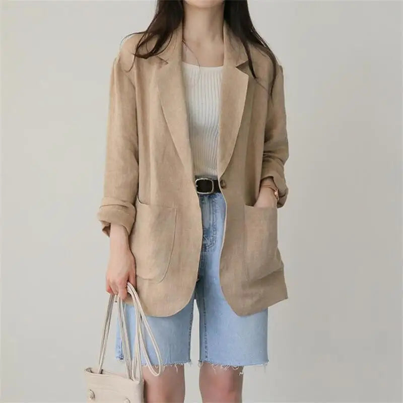 Korean Herringbone Blazer – Casual Loose Fit for Spring & Summer