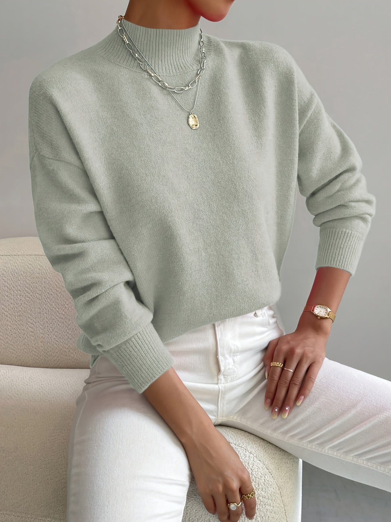 Elegant Cosy Turtleneck Knit Sweater Ladies