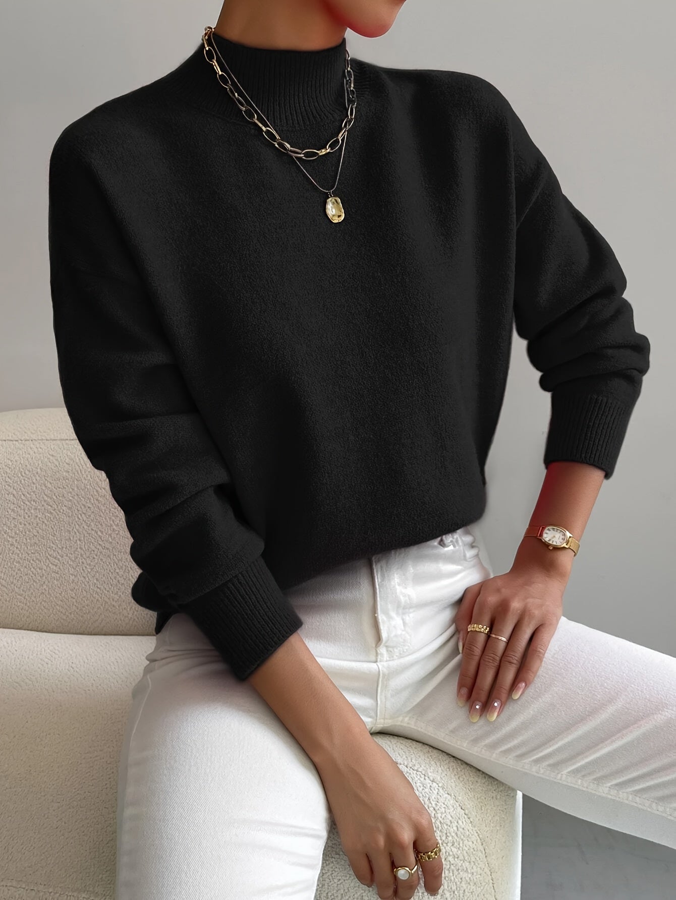 Elegant Cosy Turtleneck Knit Sweater Ladies