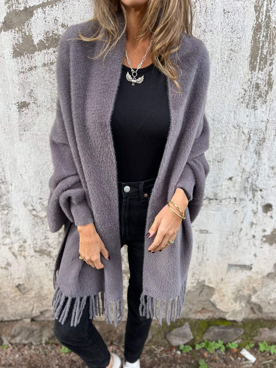Women's long warm knit cardigan