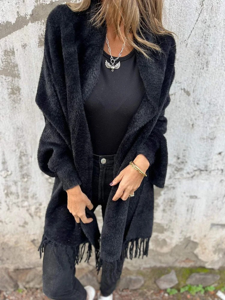Women's long warm knit cardigan