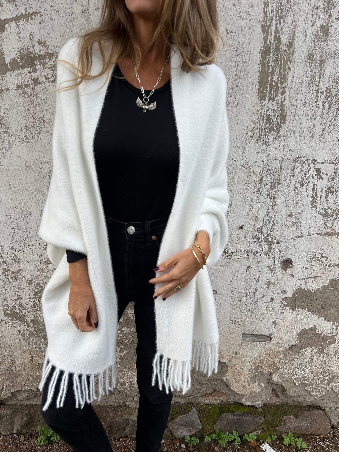Women's long warm knit cardigan