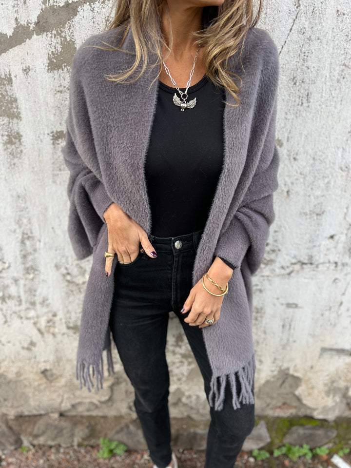 Women's long warm knit cardigan