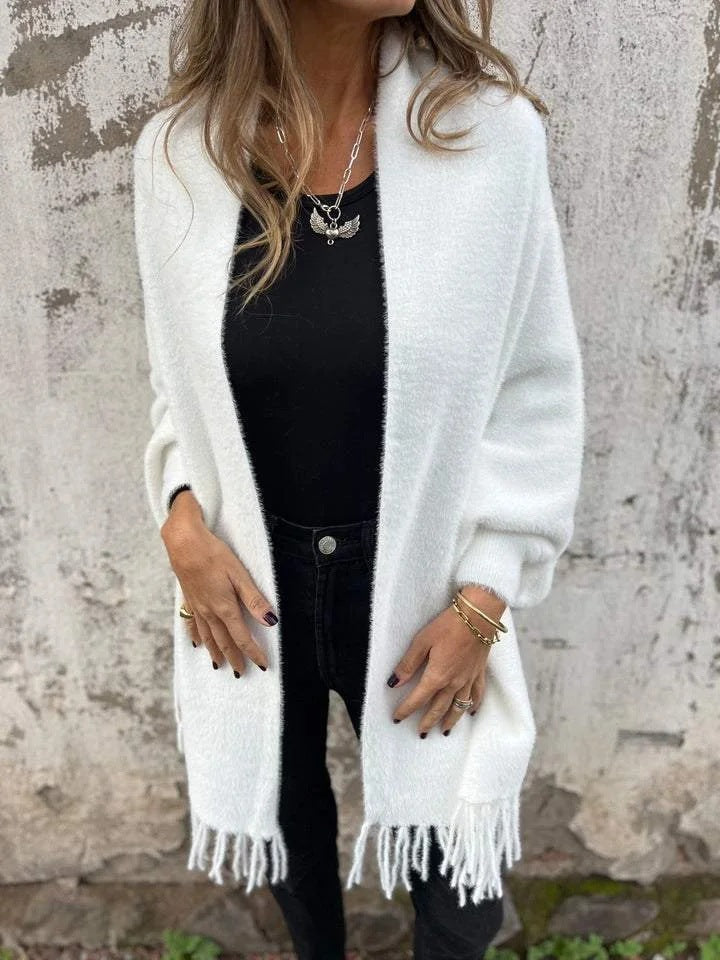 Women's long warm knit cardigan