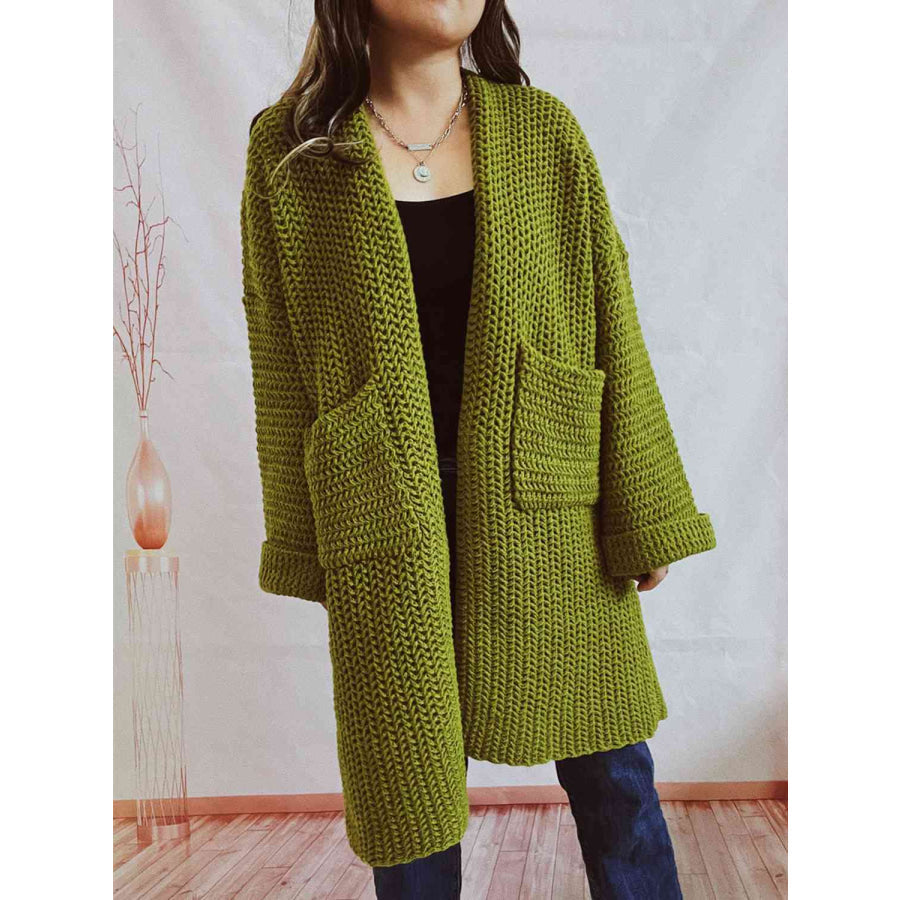 Chunky Knit Cardigan - Oversized Open Front Winter Sweater