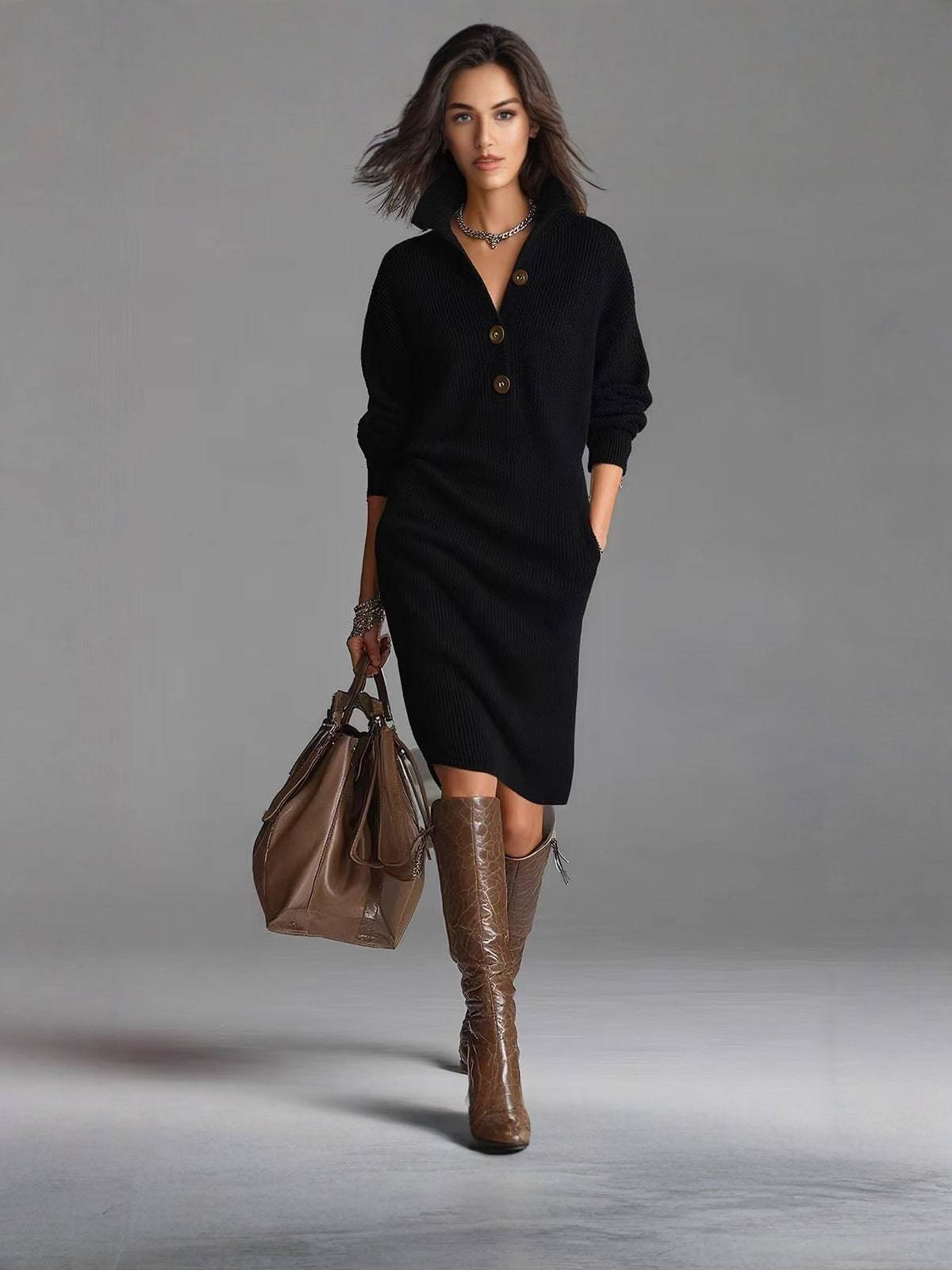 Marnie | Elegant Button-Up Jumper Dress