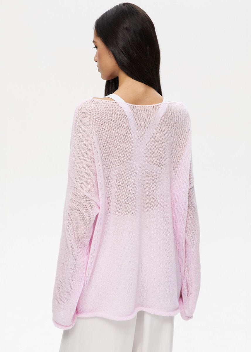 Sheer Pastel Pink Knit Sweater