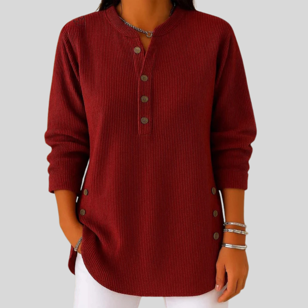 Amber | Women’s Button-Detail Crewneck Sweater