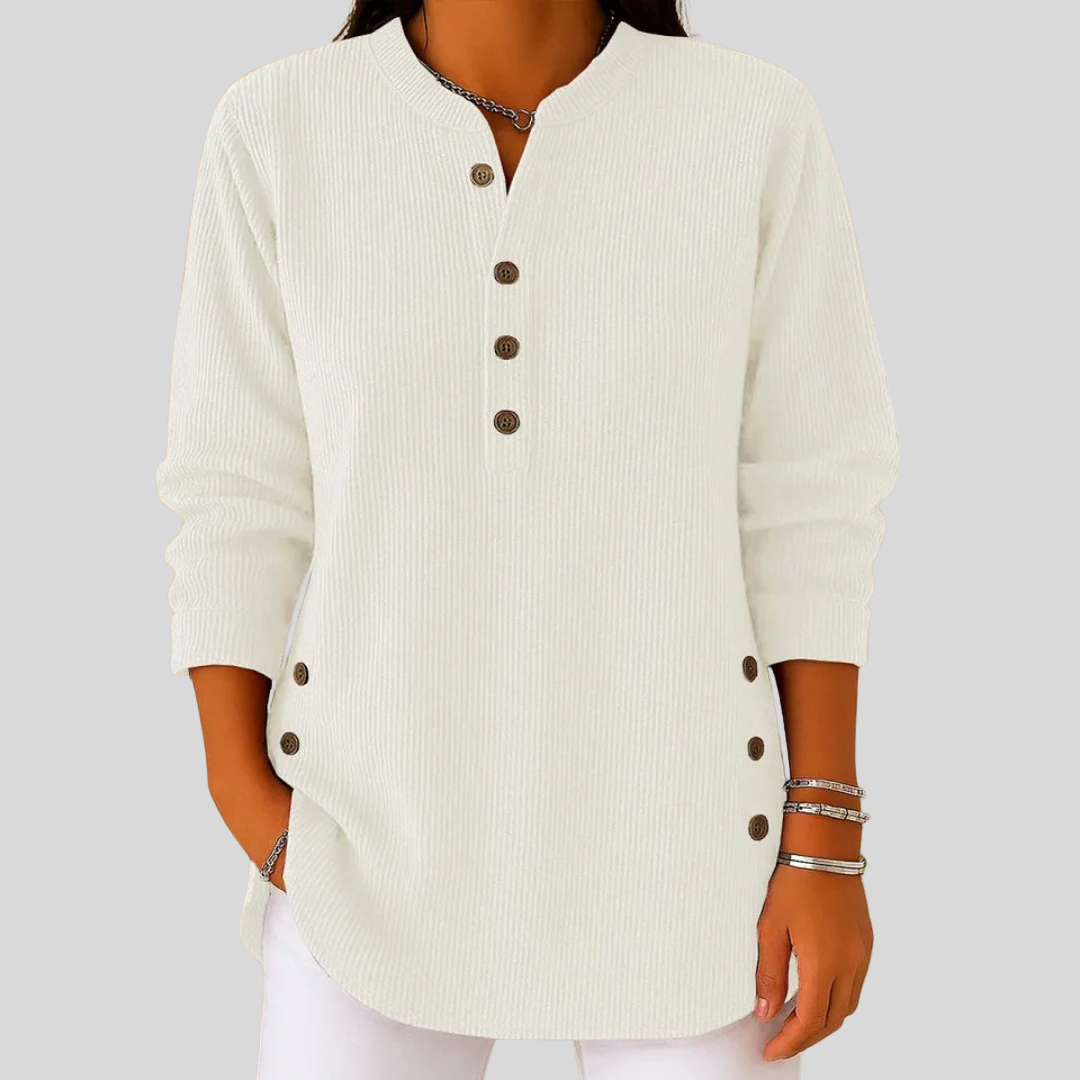 Amber | Women’s Button-Detail Crewneck Sweater