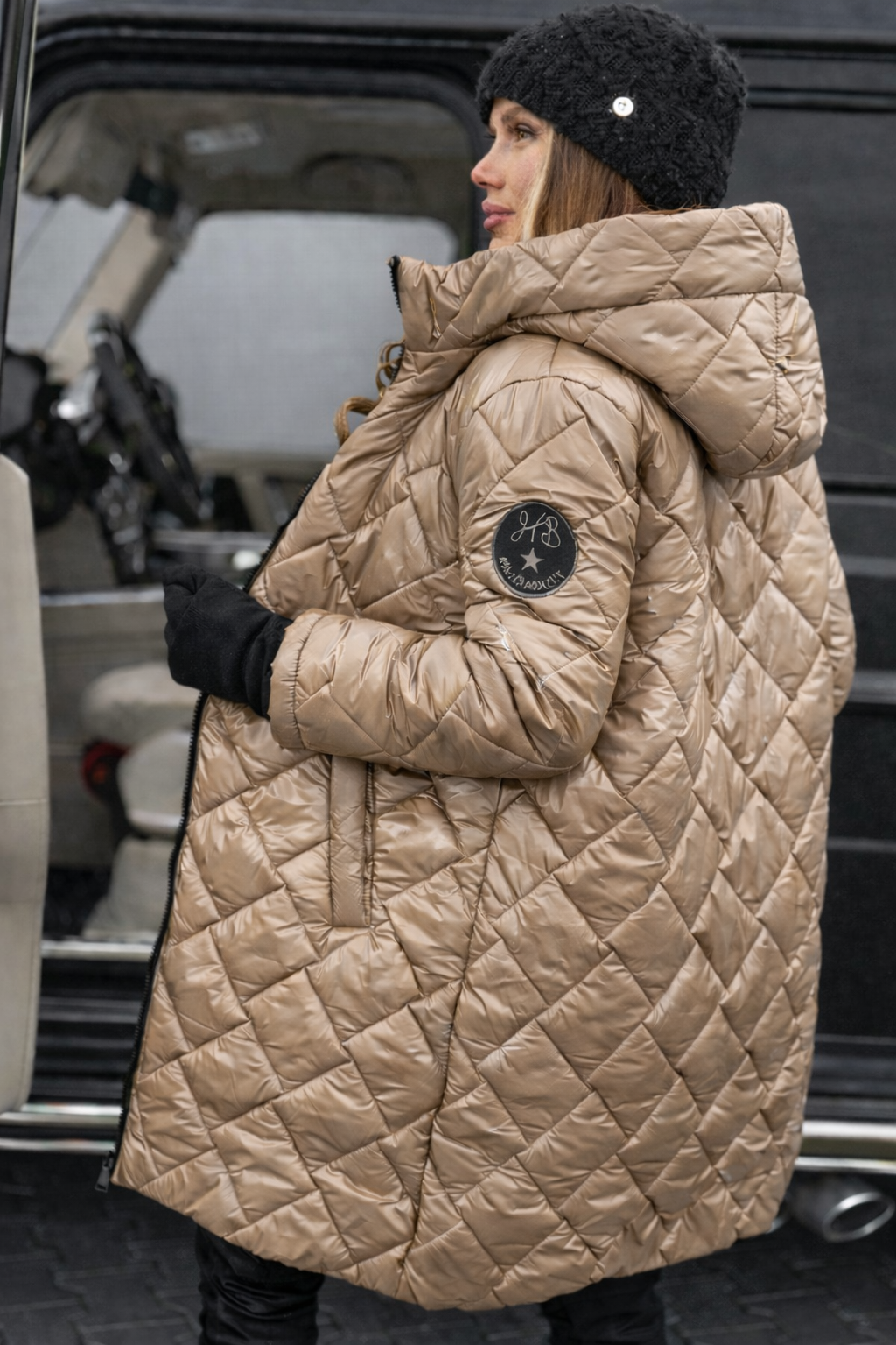 Women's Hooded Quilted Puffer Coat — Longline Lightweight Insulated Winter Jacket