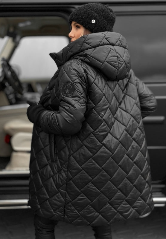 Women's Hooded Quilted Puffer Coat — Longline Lightweight Insulated Winter Jacket