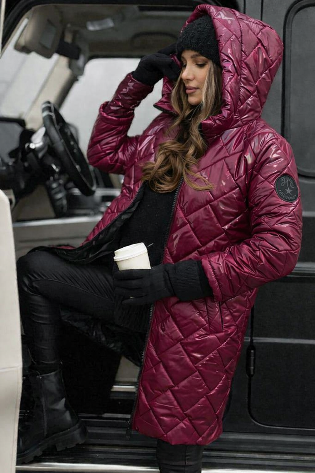 Women's Hooded Quilted Puffer Coat — Longline Lightweight Insulated Winter Jacket