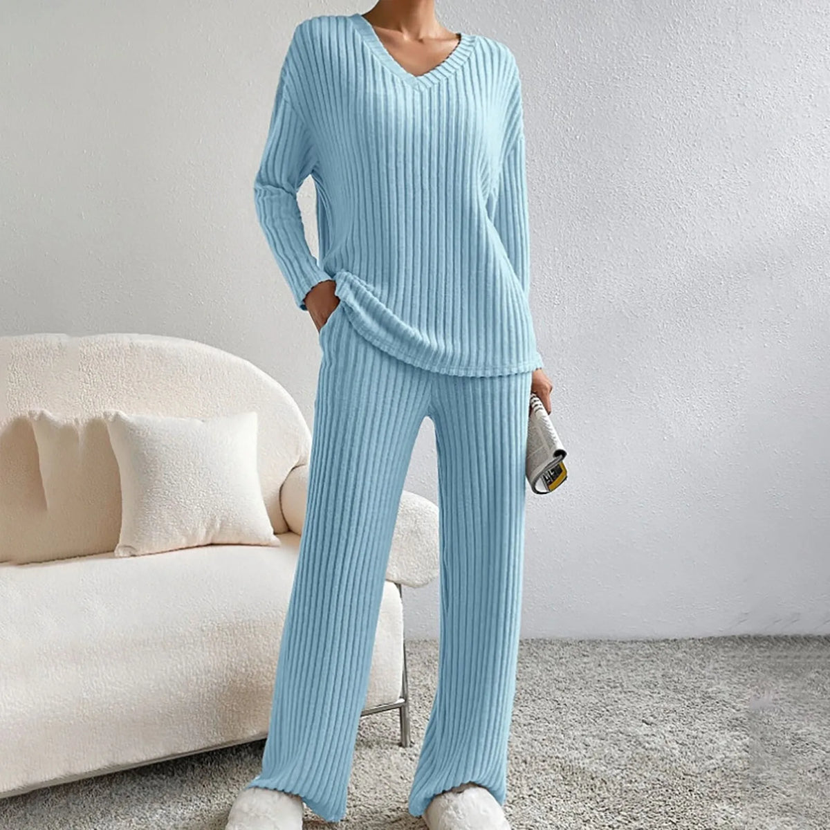 Evangeline Ribbed Knit Lounge Set